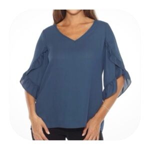 Joseph Ribkoff Nightfall Ruffled Tulip Sleeve Top